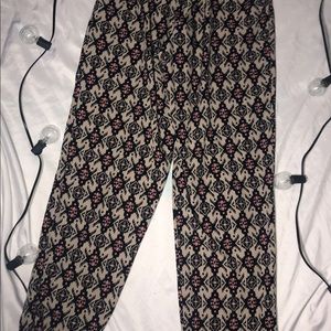 Patterned Jogger Style Pants Pink/Black/Tan
